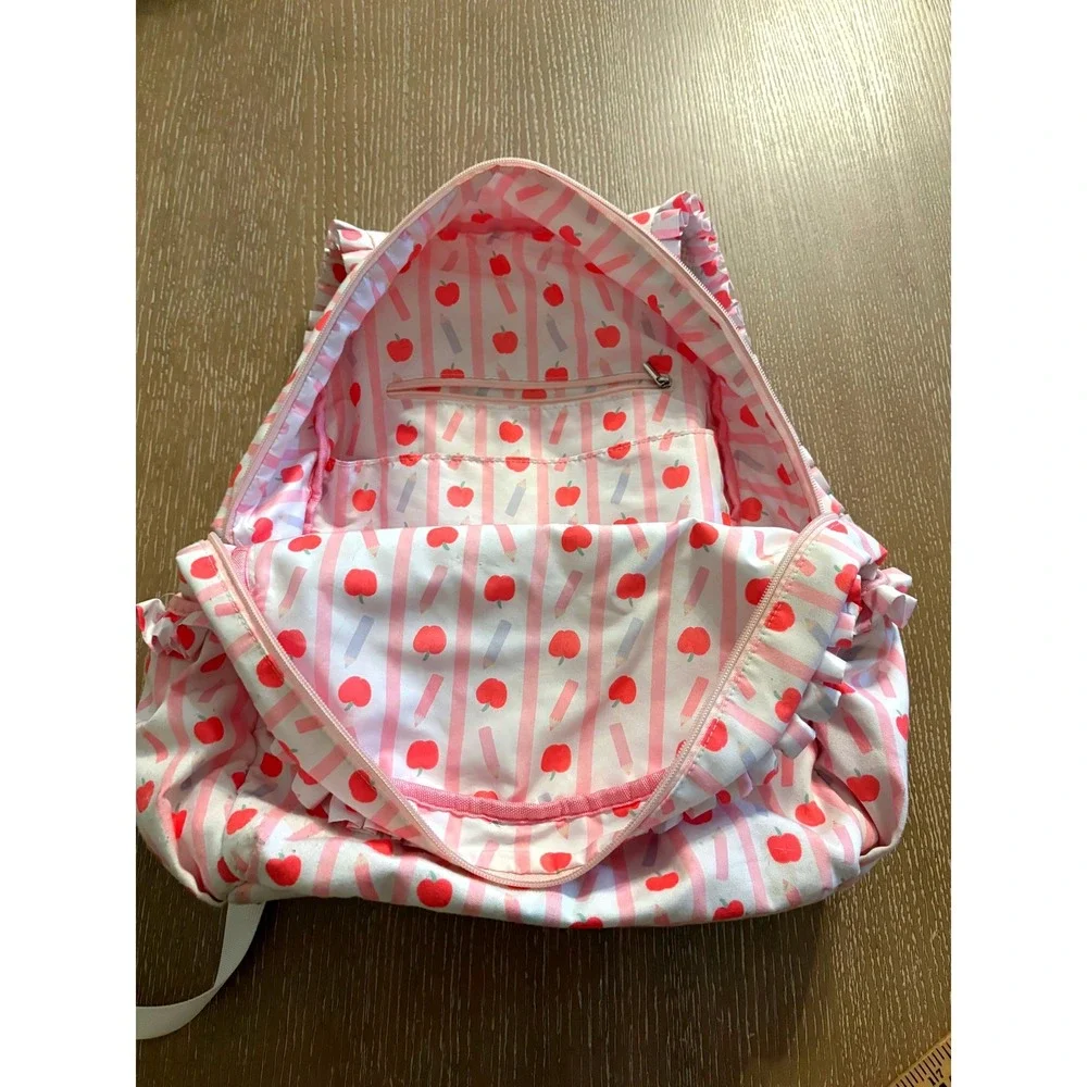 Shop the Mint Kenzie Backpack Pink‎ Apple Stripe Ruffle School Bag Bookbag Cute